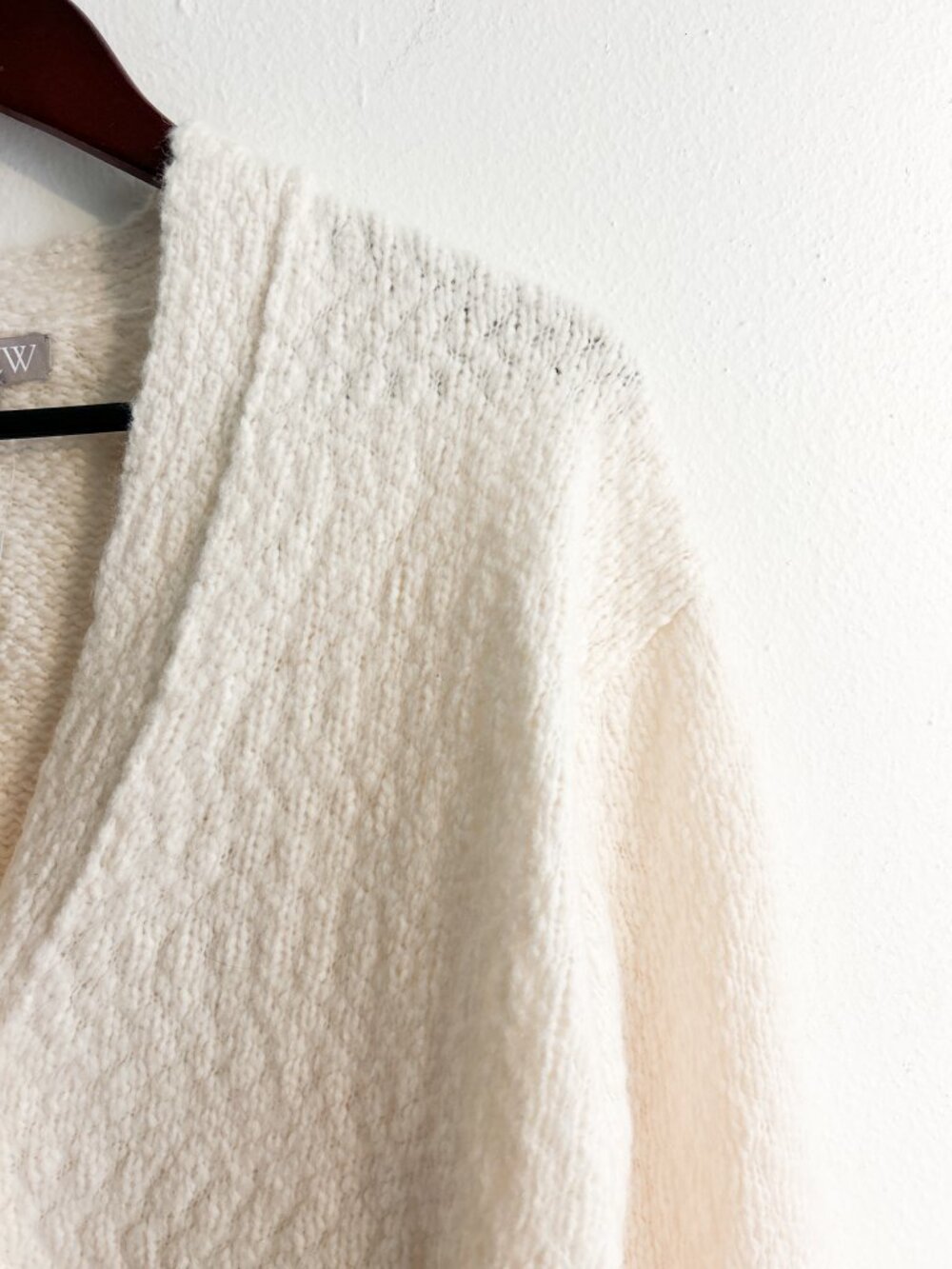 NWT J.Crew‎ Relaxed Cardigan Textured Yarn Wool Alpaca Ivory Oversized Sweater S - Picture 8 of 10